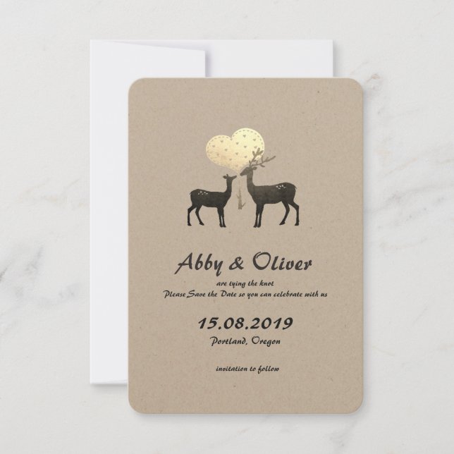 Hjort Kärlek Woodland Hjort Spara datum Datumet (Framsida)