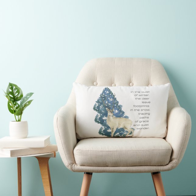 Hjort Lämna fotavtryck i Snö Lumbarkudde (Stol)