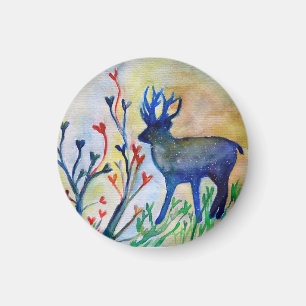 Hjort, liten, 3,2 cm rund magnet