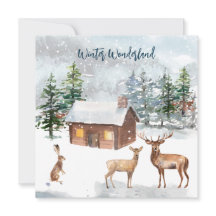 Hjort, logghytt, hytt av Party-julkort