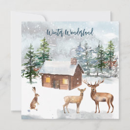 Hjort, logghytt, hytt av Party-julkort