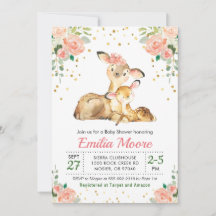 Hjort Mamma och Bebis Skogs Baby Shower Floral Per