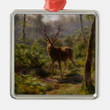 Hjort (Manlig hjort) i skogen (av Rosa Bonheur)