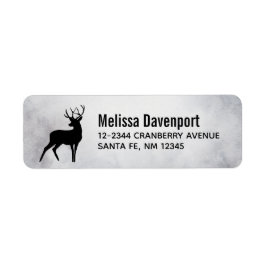 Hjort med Antlers Black Silhouette Rustic Returadress Etikett