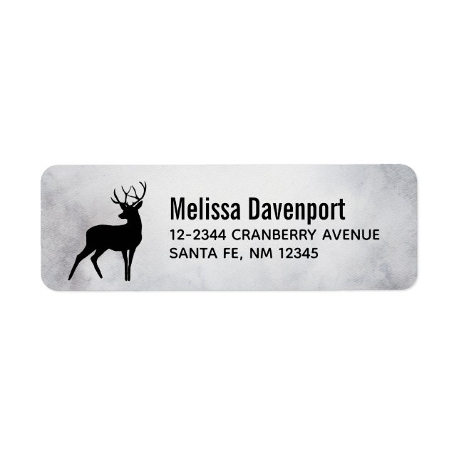 Hjort med Antlers Black Silhouette Rustic Returadress Etikett (Framsidan)