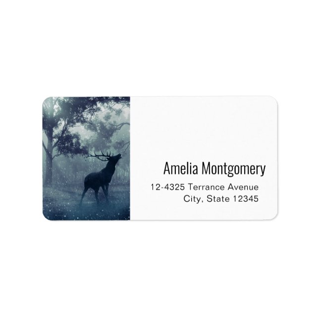 Hjort med Antlers i Shadowy Forest Adress Adressetikett (Framsidan)