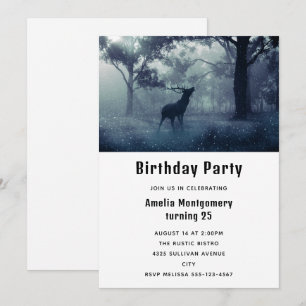 Hjort med Antlers i Shadowy Forest Birthday Inbjudningar