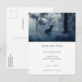 Hjort med Antlers i Shadowy Forest Bröllop Meddelande Vykort