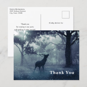Hjort med Antlers i Shadowy Forest Tack Vykort