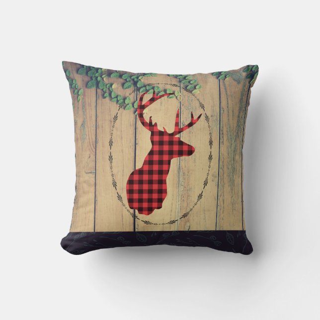 Hjort med Antlers - Red Play Rustic Kudde (Framsida)