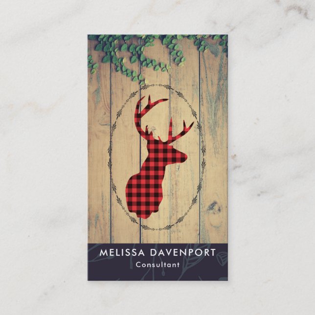 Hjort med Antlers - Red Play Rustic Visitkort (Framsida)