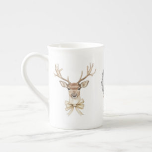 Hjort med Bow-jul Benporslin Mugg