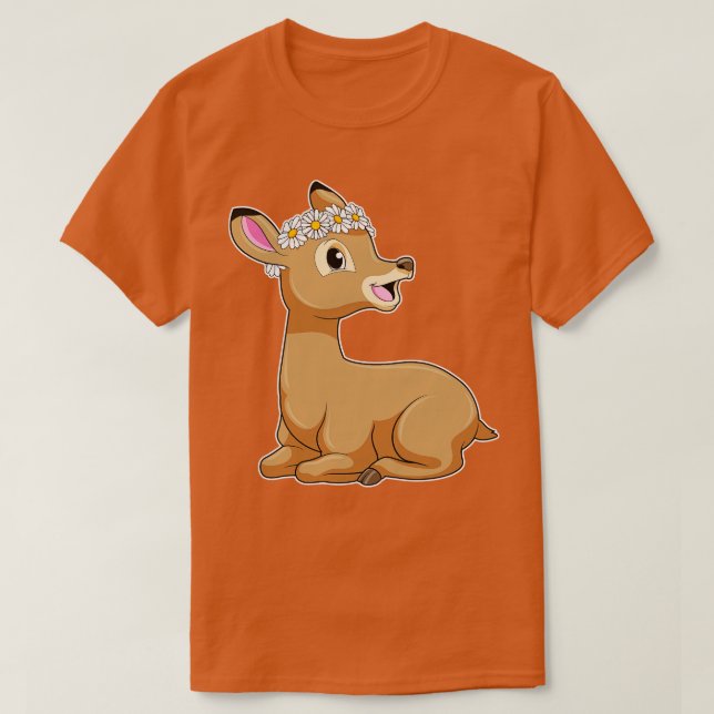 Hjort med Daisy blomma T Shirt (Design framsida)