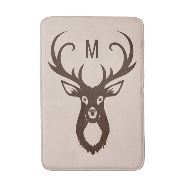 Hjort med dina monogrambadkar badrumsmatta (Framsidan (Vertikal))