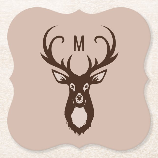 Hjort med ditt Monogram pappra underlägg Papper (Framsida)