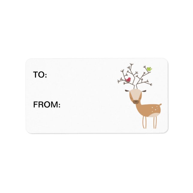 Hjort med fåglar adressetikett (Framsidan)