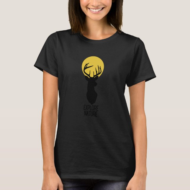 Hjort med frasen Utforska Naturen T Shirt (Framsida)