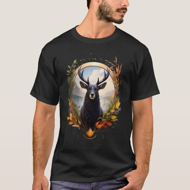 Hjort med horn t shirt (Framsida)
