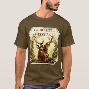 Hjort med lantlig personlig för gräskottar tee shirt