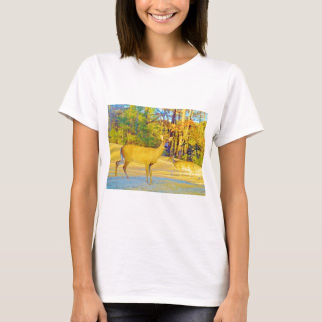 Hjort med ljusblå Färgad T Shirt (Framsida)