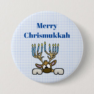 Hjort med Menorah Antlers Chrismukah Button Knapp