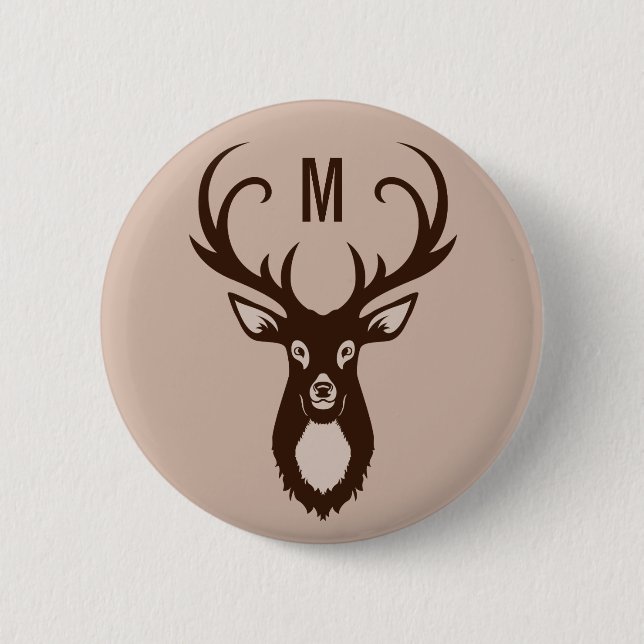 Hjort med Monogram-anpassningsbarna Knapp (Framsida)