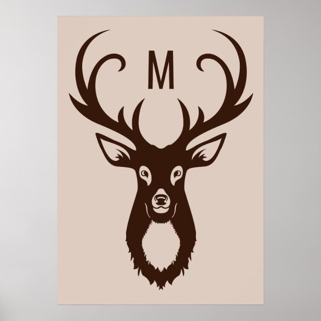 Hjort med Monogram-anpassningsbarna poster (Framsidan)