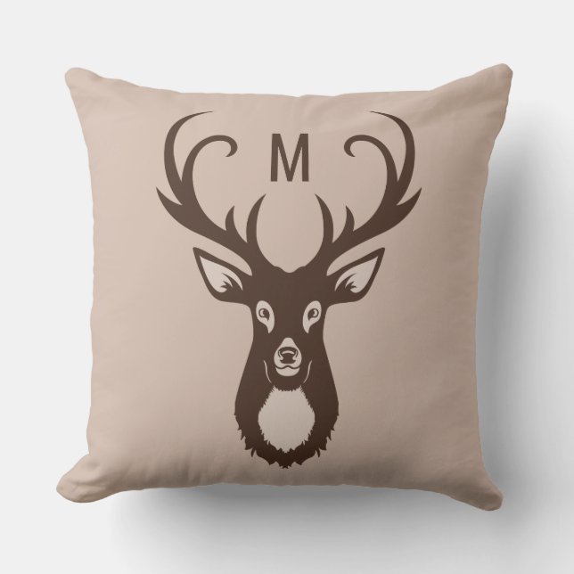 Hjort med Monogram dekorativ kudde (Framsida)