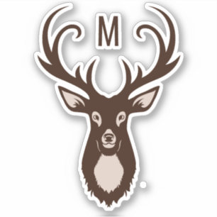 Hjort med Monogram Klistermärken