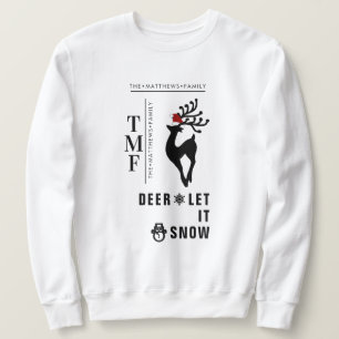 Hjort med Monogram + SC-Hat   Jul, Anpassningsbar- Lång Ärmad Tröja