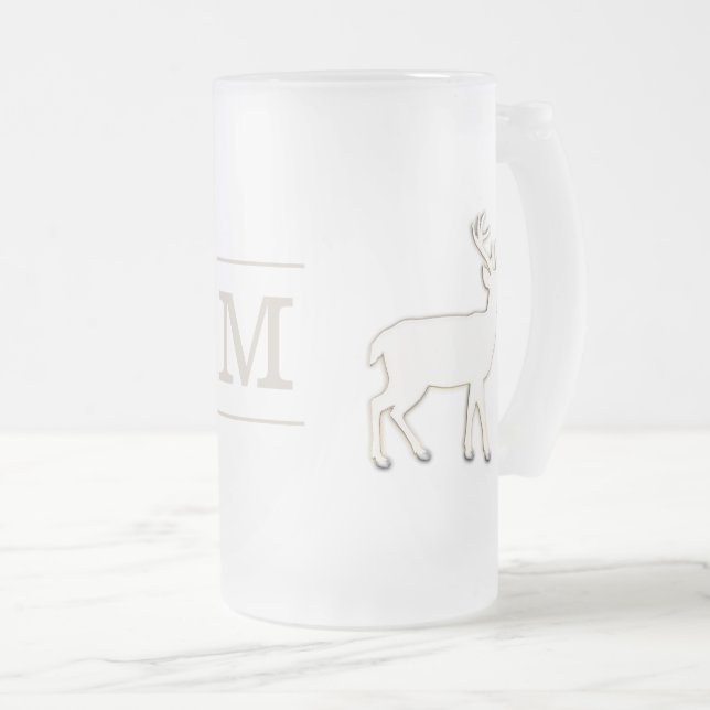 Hjort med Monogramexponeringsglas Stein Frostat Ölglas (Framsida höger)