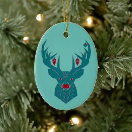 Hjort med prydnadsföremål hängande på Antlers Julgransprydnad Keramik