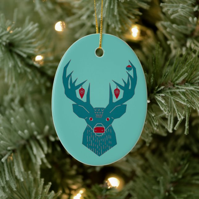 Hjort med prydnadsföremål hängande på Antlers Julgransprydnad Keramik (Träd)
