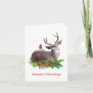 Hjort med Red Bird Season's Greetings Card Kort
