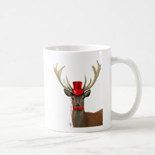 Hjort med Red Top hat och Mustache Kaffemugg
