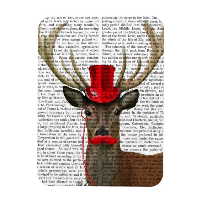 Hjort med Red Top hat och Mustache Magnet (Vertikal)
