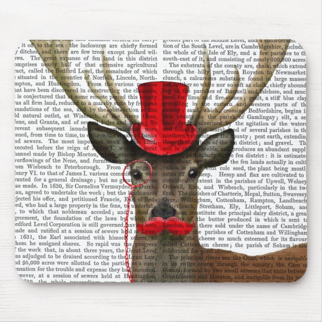Hjort med Red Top hat och Mustache Musmatta (Framsidan)