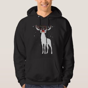 Hjort med Santa Hat Ljus jul Pajama Huntin Hoodie