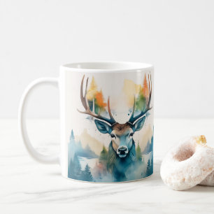 Hjort med småföretag och träd kaffemugg