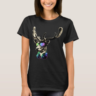 Hjort med solglasögon och hörlurar Music Summer D T Shirt