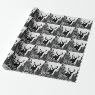 Hjort med stort avstånd ut ur skogen presentpapper