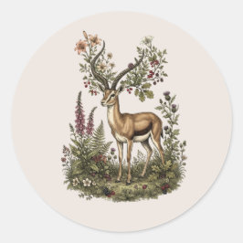 Hjort med vildblomma runt klistermärke