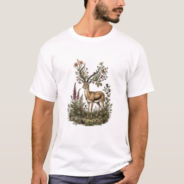 Hjort med vildblomma  t shirt (Framsida)