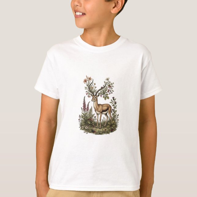 Hjort med vildblomma t shirt (Framsida)