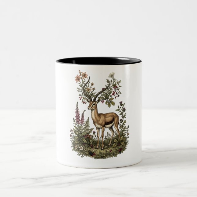 Hjort med vildblomma Två-Tonad mugg (Center)