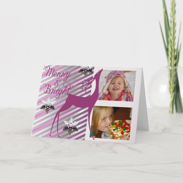 Hjort Merry and Bright Photo Greeting Card Helgkort (Framsida)