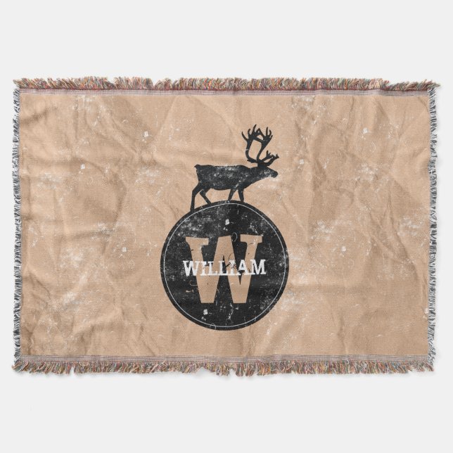 Hjort Monogram Distress Rustic Brown Kraft Papper Filt (Framsidan)