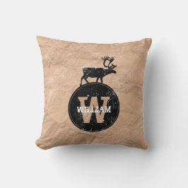 Hjort Monogram Distress Rustic Brown Kraft Papper Kudde