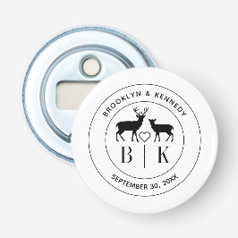 Hjort Monogram Rustic Landsbyggsbröllop par Namn Flasköppnare