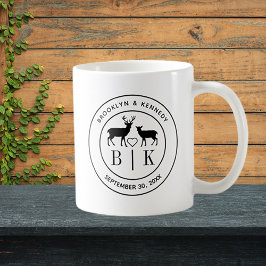 Hjort Monogram Rustic Landsbyggsbröllop par Namn Kaffemugg